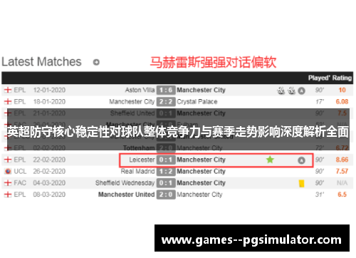 英超防守核心稳定性对球队整体竞争力与赛季走势影响深度解析全面
