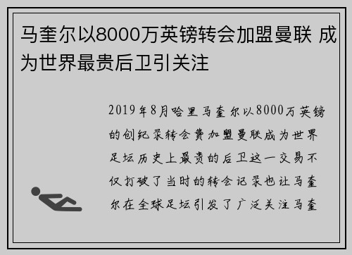 马奎尔以8000万英镑转会加盟曼联 成为世界最贵后卫引关注
